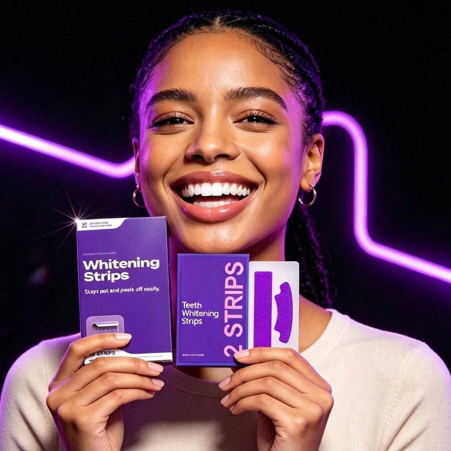 PAP+ Purple Dry Teeth Whitening Strips, Pembersihan Mendalam, Napas Segar, Strip Pemutih Gigi Ungu Portabel untuk di Rumah & Bepergian - Strip pemutih gigi - View 1