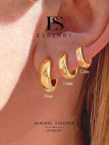 ESBERRY 1對12-16mm極簡拋光圓形耳釘，適合女性週年紀念、女友生日禮物、約會與日常配戴，精緻珠寶 - 耳圈 - 查看 2