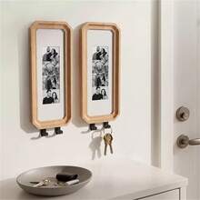 1/2pcs Wooden Picture Frame With Hooks, Photo Display Bar Frame Key Rack, Wall Decor Hanging Ornament, Home Decor Gift, Suitable For Friends, Family, College, Wedding, Christmas, Thanksgiving, Halloween, Christmas Decoration - Multicolor - View 1
