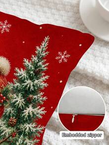 1pc Christmas Theme Plush Pillow Cover (Inner Cushion Not Included) - Holiday Home Decor, Suitable For Sofa, Bench, Living Room And Bedroom; Made Of Soft Fabric With Hidden Zipper Design; All Season Use And Machine Washable - Multicolor - View 5