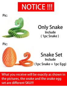 1/2/3/4/5/6pcs Movable Joint 3D Printed Snake Surprise Egg, Gecko, Home Office Decor, Suitable For Room Decoration Statue, Desktop Ornament, Stress Relief, Fingertip Toy, Party Gift, Halloween Gift, Christmas Stocking Filler, Christmas Gift - Multicolor - View 4