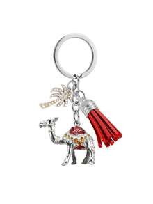 Vintage Camel Palm Tree Keychain With Tassel,Arabian Style Enamel Camel Bag Charm,Middle East Desert Travel Souvenir Gift,Ideal For Keys Backpacks - Multicolor - View 15