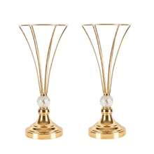 2/1 Gold Metal Crystal Tall Vase, Wedding Table Centerpiece Flower Stand, Suitable For Dining Table Center Decor, Wedding, Dining, Party Christmas Decoration. - one-size - View 6