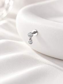 AnlaScheer 1pc Moissanite 925 Sterling Silver Mixed Size Flat Back Helix Piercing Threaded Ear Stud, Women's Engagement Wedding Bridal Jewelry - Silver - View 4