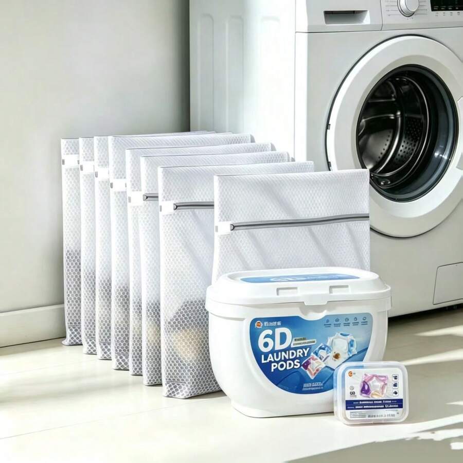 6-Pack Durable Mesh Laundry Bags | Reusable Anti-Tangle Storage Bags With Zipper Closure, 12x16 Inches, Suitable For Underwear, Clothes, Jeans, Towels, Socks - Polyester, Machine Washable, Fabric - 6 Pieces - View 1