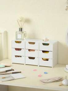 Caja de almacenamiento estilo cajón mini 3/1 piezas, organizador multifuncional, caja de joyería de moda, organizador de escritorio, apto para joyas, pinzas para el cabello, anillos, cosméticos, esencial para el hogar, almacenamiento en el dormitorio, almacenamiento en la oficina, esencial para viajes, esencial para la vuelta a la escuela, también un regalo para mujeres, regalo de Halloween, regalo de Navidad - Blanco - Ver 8