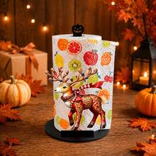 2D Flat Christmas Scarf Reindeer Print Paper Towel Holder Acrylic Material Vertical Roll Storage Rack Kitchen Dining Table Decor Ornament Simple Installation Suitable For Christmas Holiday Party Home Room Decoration - Multicolor - View 6