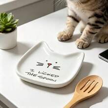 Cute Cat Ceramic Spoon Holder, Funny "I Licked The Spoon" Kitchen Spoon Holder, Cat-Shaped Utensil Holder, Suitable For Countertop And Stove, Kitchen Decor Gift For Cat Lovers. Practical Kitchen Utensils, Kitchen Storage Supplies, Kitchen Supplies, Kitchen Utensils: Unusual But Practical Items, Kitchen Decor, Kitchen Utensils, Organized, Kitchen Storage Rack - Multicolor - View 2