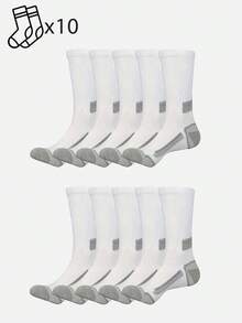1/5/10/20 Pairs Men's Sports Mid-Calf Socks, Simple & Comfortable, Outdoor Fitness Socks - Multicolor - View 6