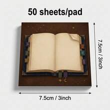 Vintage Magic Spell Book Sticky Notes Set - 4 Packs, 50 Sheets Per Book, 3x3 Inches - Dark Sky Academy Style Memo Paper, Suitable For Journaling And Office Reminders - Unique Stationery Gift For Fantasy Lovers - one-size - View 3