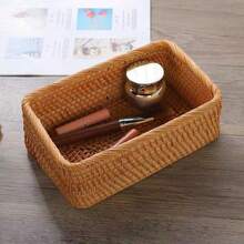 Natural Wood Color Handmade Woven Rattan Placemat, Japanese Style Square Multi-Functional Fruit Tray Storage Box, Suitable For Restaurant/Outdoor Picnic, Home Storage, Wedding Decoration, Fruit Plate Storage - Mocha Brown - View 9