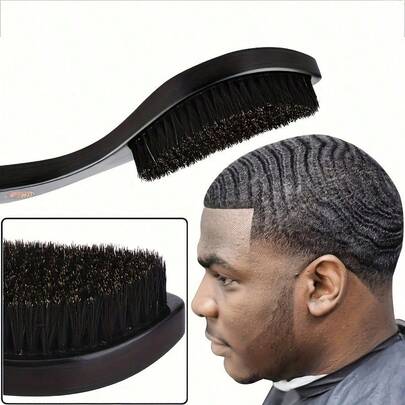 Men's Wavy Medium Stiff Bristle Brush With ABS Handle - Scalp Massage Comb Suitable For All Hair Types, Normal Hair