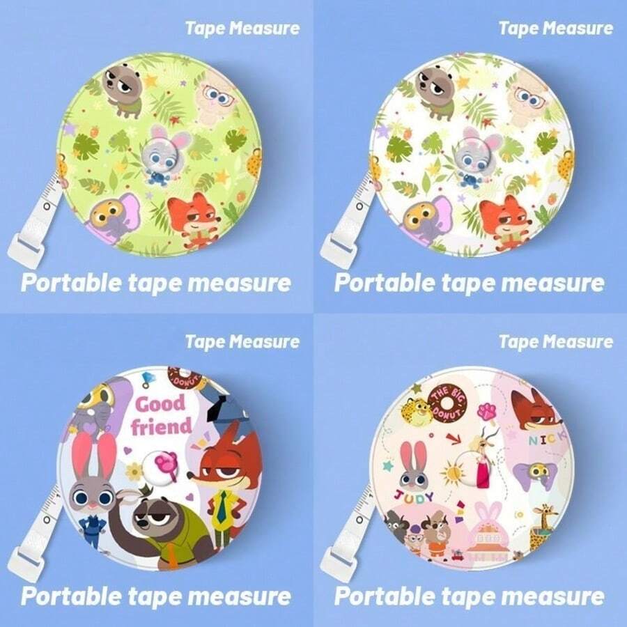 1pc Disney [One-Click Retraction] 2.0m Tape Measure, Zootopia Nick & Judy Mini 2m Soft Measuring Tape For Clothes, Waist, Bust, Hips And Height Measurement - Multi-color - View 1