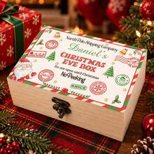 Custom Christmas Eve Keepsake Box, Personalized Rustic Wooden Memory Box For Home Decor, Festive Name Storage Case, Customized Name Holiday Gift Box, Customizable Seasonal Keepsake For Christmas Party Display, Christmas Party Decor, Merry Christmas - Style I - View 6