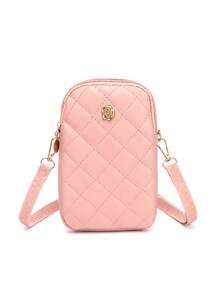 1pc Women's Vintage Rhombus Camellia Decor Phone Crossbody Bag, Minimalist Vertical Embroidered Mini Handbag For Daily Outings - M1937 - View 13