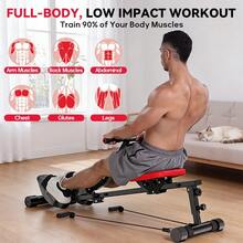 GartistGo Folding Hydraulic Rowing Machine With LCD Monitor, 12 Resistance Levels, Extra-Long Rail, 150KG Capacity, Low-Impact Full-Body Workout - Black and Red - View 5
