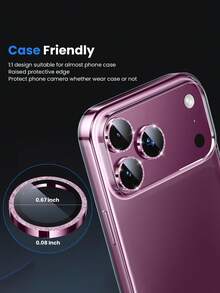 3 Packs [2026 New] 9H Tempered Glass Camera Lens Protector Compatible With Iphone 18 Pro Max/18 Pro, Burgundy Glitter, HD Clear, Anti-Scratch, Anti-Fingerprint, Shatterproof, Metal Frame, Bubble Free, Easy Install, Case Friendly, Birthday Gift For Friends & Family - Burgundy - View 4
