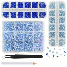 3 Boxes Blue Gradient Flat Crystal Rhinestone Set, Multiple Sizes (2mm-6mm), Suitable For Nail Art Design, Phone Case DIY Decoration, Bling Bling Cup And Sewing Craft Creative Projects - Blue Tones - View 9