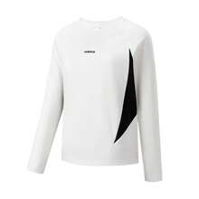 Adidas New Women's Sporty Casual Minimalist Basic Long Sleeve T-Shirt Crew Neck Pullover - White/Black - View 5