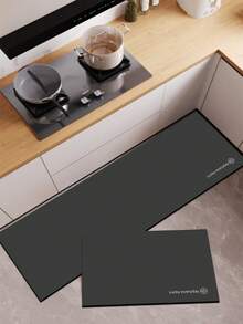 1pc Dark Gray Letters Pattern Pattern Kitchen Mat, 3.5 Mm Soft Rubber That Absorbs Water And Is Easy To Clean. Suitable For Corridors, Bathrooms, Living Rooms, Outdoor Door Mats, And Toilets. Useable Throughout The Year And For Various Holidays. - Multicolor - View 8