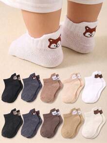 6/12/24 Pairs Random Animal Pattern Toddler Socks, Earth‑Tone, Fall Socks, Halloween, Christmas, Newborn Baby Essentials, Baby Essentials, Baby Shower - Multicolor - View 2