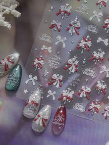 1 Crystal Diamond Nail Art Luxury Sticker, Winter Small Fresh Sparkling Nail Charm Sticker, Christmas Tree Decoration Sticker, Nail Art Sticker - Multicolor - View 1