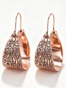 Gmzalx Women's Vintage Bohemian Carved Hoop Earrings, Pattern Accessory, Suitable For Daily Wear, Casual Occasions And Holiday Parties - Bronze - View 4