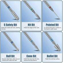 13Pcs/Box Professional 3/32"Ceramic Nail Drill Bit Set Electric Manicure Nail File Bit For Acrylic Gel Nails And Cuticles Manicure Tools Accessories - Silver - View 3