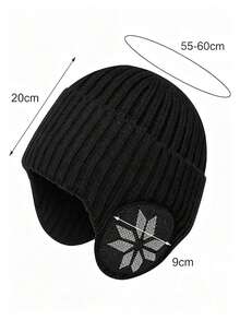 1pc Unisex Folded Brim Winter Knit Hat, Elastic Ear Protection Knit Hat, Thick Warm Winter Hat, Outdoor Cycling Skiing Ear Protection Cold-Proof Hat - Multicolor - View 4