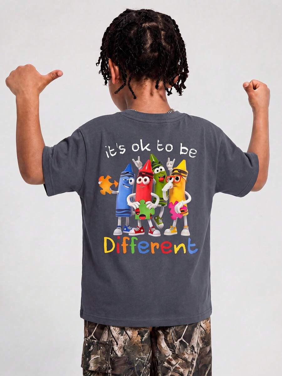 1pc Girls Big Tween Girl Artistic Style Layered Fish Print Top, Beige Background, Casual Comfortable Retro Versatile Children's Clothing - Dark Grey - View 1