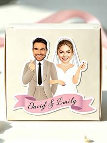 UNICCUT Customized Wedding Groom Bride Stickers Personalized Head And Face Decoration Stickers Labels Wedding Engagement Decoration - Multicolor - View 7
