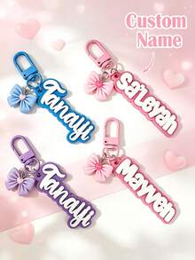 Customized Personalized Acrylic Keychains With Your Name, Bow Letter Keychains, Perfect Gifts For Friends, Souvenirs, And Christmas Presents. - Multicolor - View 4