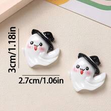 2pcs Cute Halloween Ghost Air Vent Clips, Cartoon Ghost Shaped Car Air Vent Clips, Simple Card Mount Design, Creates A Halloween Car Interior Decoration Accessories - Halloween Ghost Air Vent Decor Clip - View 2