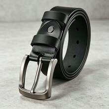 Men's Buckle Belt, Versatile Belt Suitable For Various Pant Styles, Fashionable Leather Belt, Men's Clothing Accessory, Durable Alloy Buckle, Suitable As A Gift - Black - View 4