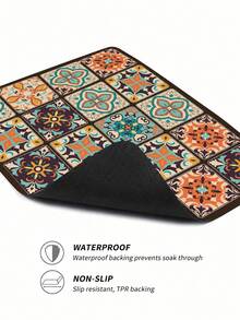 Vintage Mosaic Washing Machine Cover - Waterproof And Durable Silicone Material, 23.62X19.69 Inch Kitchen Or Laundry Decorative Cover, Multicolor Design, Home Storage, Fashion Home Accessories, Durable Materials - Multicolor - View 2