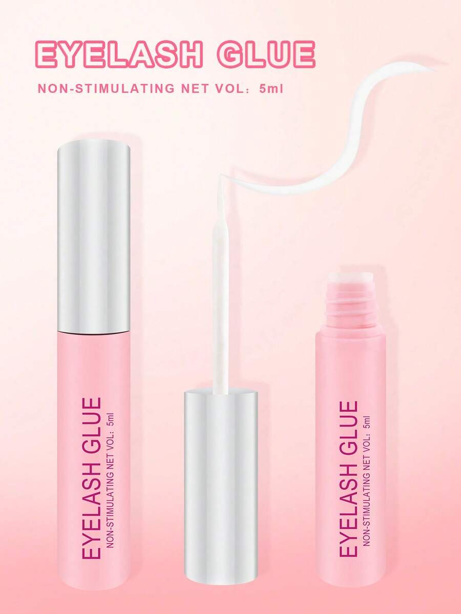 1pc 5ML Eyelash Glue, White Transparent, Exquisite & Long-Lasting, Waterproof, Super Strong Adhesion, Anti-Shedding, Suitable For Single DIY Eyelash Extensions, Waterproof Strip And Cluster Eyelash Glue, Gentle & High Viscosity, Suitable For Beginners - White - View 1