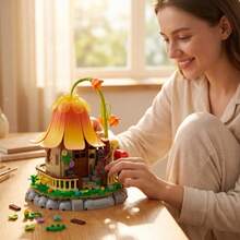 701 PIECES Fantasy Flower House Building Set, Sunflower And Lily Petal Roof House Model, DIY Handmade Assembly Of Small Granular Bricks, Exquisite Garden Scene, Cute Desktop Decorative Item, Collector's Grade Fairy House Building Set - Multicolor - View 3