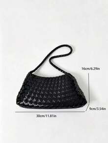 Dedoo Women's Shoulder Underarm Bag,Woven Hobo Bag,Grid Weave Pattern,Faux Leather Woven Material,Large Capacity,For Commute Vacation Ladies - Black - View 7