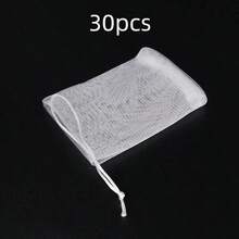 10/30pcs Soap Foaming Bags, Exfoliating Mesh Soap Storage Bags With Drawstring, Easy To Store, Suitable For Bathing, White Foaming Mesh Soap Bags For Soap, Shampoo, Conditioner, Body Wash, Facial Cleanser, Breathable Travel Soap Scrubber With Drawstring - White - View 13