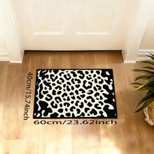 1pc White Background Black & White Contrast Leopard Print Rectangular Floor Mat, Minimalist Modern Short Pile Black Edged Rug Pad, Versatile All-Season Home Decor Mat For Living Room Sofa Coffee Table Bedroom Entryway - Black and White - View 14