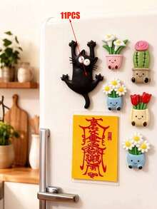 Cute Black Cat Fridge Magnet Home Decor - Black Cat Edition - View 14