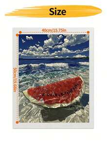 DIY Watermelon On Beach Ocean View (Frameless Or Framed 8x12 / 16x20 Inches) Paint By Numbers Kit(Acrylic) Arts & Crafts For Adult Beginners, Home Wall Decor, And Holiday Gifts - Sets - View 10