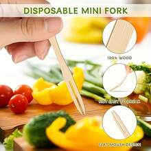 400pcs Fruit Forks, 3.5 Inch Disposable Mini Forks, Roostertail Party And Appetizer Use, Suitable For Christmas, Halloween, New Year, Valentine's Day And Party Events, Roostertail Accessories, Kitchen And Restaurant Use, Healthy Home Decor - Natural Color - View 4