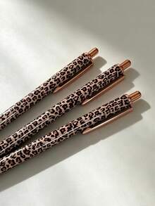 7/4pcs Leopard Print Highly Attractive Retractable Pen Set, (Includes 6/3 Pens + 1 Pen Box), Paired With 1.0mm Black Ink Refill, Vintage Neutral Pen, Back To School Stationery, Suitable For Students Practice And Office Use, Boxed For Personal Use Or Gift Giving - Ballpoint Pen - View 8