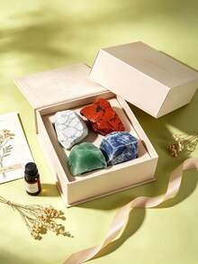 QYDCX 60/150/300g Natural Rough Stones Set, White Howlite, Red Jasper, Blue Aventurine, Green Aventurine, Unpolished Raw Crystal For Decor & Crafting - Multicolor - View 4