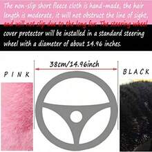 Pink Plush Car Steering Wheel Cover, Cute Fluffy Faux Rabbit Fur Winter Warm Steering Wheel Protector, Soft Non-Slip Universal 15 Inch Car Steering Wheel Cover, Kawaii Car Interior Accessory For Women - Pink Protective Case - View 6