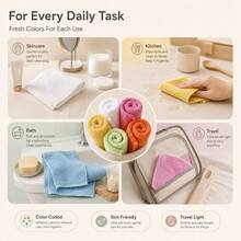 Face Towels 40/6/12/24pcs, Super Soft Skin-Friendly Facial Cloths, Suitable For Sensitive Skin, 10x10 Inch Small Size Face Towels, Reusable Washable Makeup Remover Cloths, Easy Rinse Multi-Color Facial Cleansing Cloths - Multicolor - View 9