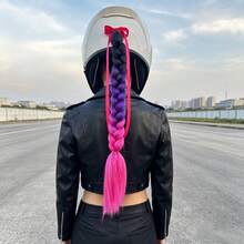 Wig Braid For Helmet Decoration,Helmet Braids With Monster Claw Reflective Scratch Stripe Vinyl Sticker And Detachable Bow Ribbon,Motorcycle Helmet Wig Braid, Many Colors Bicycle Helmet Braids Hair Tails (Helmet Not Included) - Multicolor - View 14