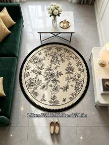 1 Stück Vintage-Teppich, handbemalt, schwarz-floral, rund – verschiedene Größen (Durchmesser 60–160 mm) erhältlich, 850 g/m² dickes, weiches Flanellmaterial, rutschfeste Unterseite, flecken- und schmutzabweisend – perfekt für die Dekoration von Wohnzimmer, Schlafzimmer, Kinderzimmer, Terrasse, Küche, Esszimmer, Waschküche, für alle Jahreszeiten geeignet, auch als Festtagsdekoration! - Verschiedenfarbig - Übersicht 14