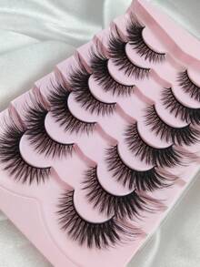 Hinarin 7 Pairs New Fox Eye Lash Dramatic Strip Lashes Natural Long Lashes Winged End Eye Elongated Eyelashes Faux Mink Eyelashes Makeup For Parties Festivals Halloween - Black - View 4